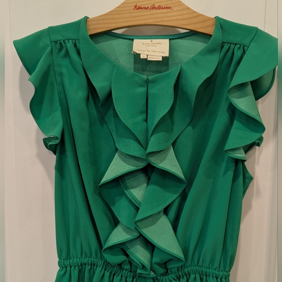 Kate Spade New York Green Ruffle Dress Spring Summer Easter Wedding Guest Size 6 - Picture 2 of 6